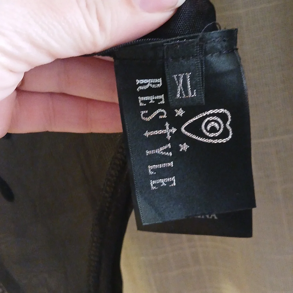 Restyle Goth Black Velvet Mesh Crow Raven Bodysuit Nwt XL - Picture 4 of 7